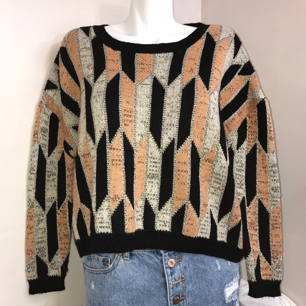 Verty 80βs Golden Flakes Chunky Cropped Sweater